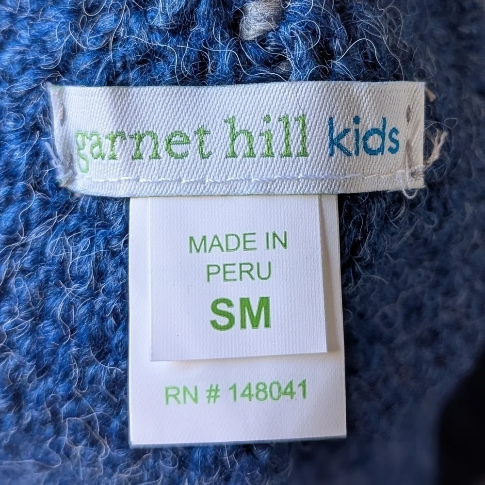 Garnet Hill Knit Character Novelty Hat Kids Gray Blue Mohawk